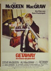 t628 GETAWAY German movie poster R80 Steve McQueen, Ali McGraw
