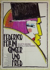 t630 GINGER & FRED German movie poster '86 Mastroianni, Fellini