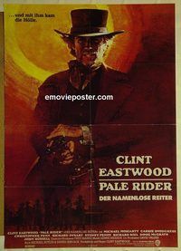 t707 PALE RIDER German movie poster '85 great Clint Eastwood art!