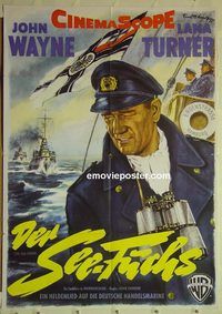 t736 SEA CHASE German movie poster R60s John Wayne, Lana Turner