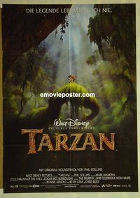 t756 TARZAN German movie poster '99 cool Disney jungle image!