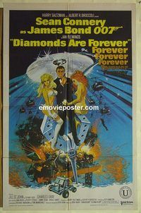 t371 DIAMONDS ARE FOREVER Indian movie poster '71 Sean Connery