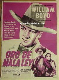 t418 FOOL'S GOLD Mexican movie poster R50s Boyd as Hopalong Cassidy