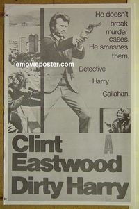 t408 DIRTY HARRY #1 New Zealand daybill movie poster '71 Clint Eastwood