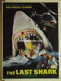t985 GREAT WHITE Pakistani movie poster '82 great shark image!