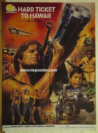 t994 HARD TICKET TO HAWAII Pakistani movie poster '87 Andy Sidaris!