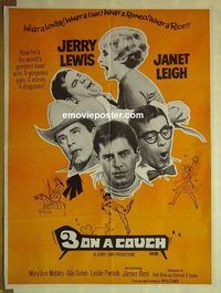 t794 3 ON A COUCH Pakistani movie poster '66 Jerry Lewis, Janet Leigh