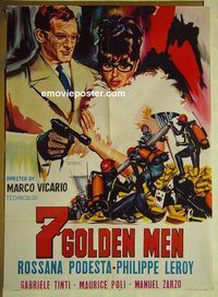 t797 7 GOLDEN MEN Pakistani movie poster '67 Mario Vicario, Italian!