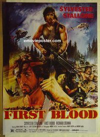 t953 FIRST BLOOD Pakistani movie poster '82 Rambo, Sylvester Stallone