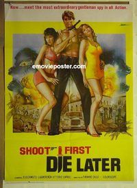 u167 SHOOT FIRST DIE LATER Pakistani movie poster '74 Elio Zamuto