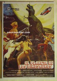 t445 PLANET OF THE DINOSAURS Spanish movie poster '78 sci-fi!