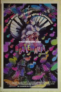v008 BEATLEMANIA one-sheet movie poster '81 cool Beatles image!