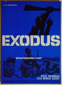 v531 EXODUS Danish movie poster R80s Paul Newman, Saul Bass