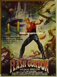 v532 FLASH GORDON Danish movie poster '80 Max Von Sydow