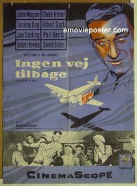 v535 HIGH & THE MIGHTY Danish movie poster '54 John Wayne