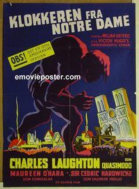 v537 HUNCHBACK OF NOTRE DAME Danish movie poster R60s Laughton, Ohara
