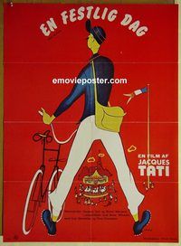 v540 JOUR DE FETE Danish movie poster R60s Jacques Tati, cool art!