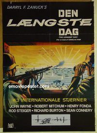 v542 LONGEST DAY Danish movie poster '62 all-star cast!