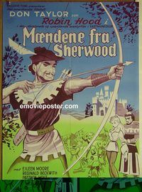 v546 MEN OF SHERWOOD FOREST Danish movie poster '56 Robin Hood!