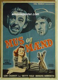 v554 OF MICE & MEN Danish movie poster '40 Lewis Milestone