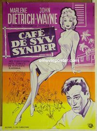 v563 SEVEN SINNERS Danish movie poster R50s M. Dietrich, John Wayne