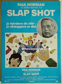 v566 SLAP SHOT Danish movie poster '77 Paul Newman, hockey