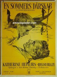 v571 SUMMERTIME Danish movie poster '55 Kate Hepburn, Brazzi