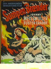 v572 SWAMP FIRE Danish movie poster R60s Weissmuller, Crabbe