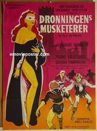 v574 TOWER OF NESLE Danish movie poster '55 Abel Gance, Brasseur