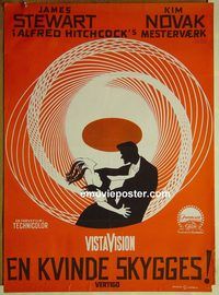 v576 VERTIGO Danish movie poster '58 James Stewart, Kim Novak