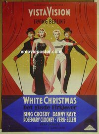 v578 WHITE CHRISTMAS Danish movie poster '54 Bing Crosby, Kaye