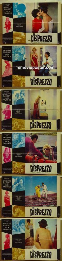 v701 CONTEMPT 6 Italian photobusta movie posters '63 Godard, Bardot