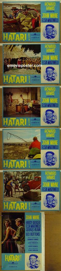 v725 HATARI 6 Italian photobusta movie posters '62 John Wayne, Hawks