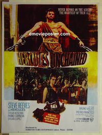 v874 HERCULES UNCHAINED Pakistani movie poster '60 Steve Reeves