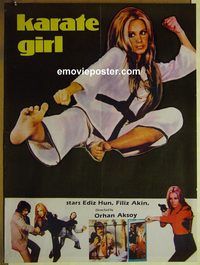 v898 KARATE GIRL Pakistani movie poster '66 Ediz Hun, Filiz Akin