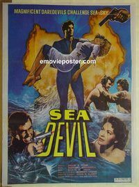 v966 SEA DEVILS Pakistani movie poster '53 De Carlo, Hudson