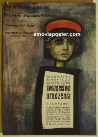 v291 BIRTH CERTIFICATE Polish movie poster '61 Stanislaw Rozewicz