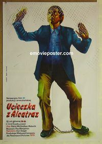 v331 ESCAPE FROM ALCATRAZ Polish movie poster '79 Pzoza-Dolinski art!