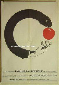 v335 FATAL ATTRACTION Polish movie poster '88 M. Katkus artwork!