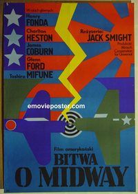 v381 MIDWAY Polish movie poster '76 Charlton Heston,H. Fonda