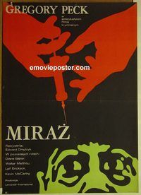 v383 MIRAGE Polish movie poster '65 Gregory Peck, cool art!
