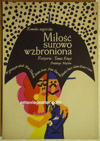 v450 TILOS A SZERELEM Polish movie poster '65 M. Zbikowski artwork!