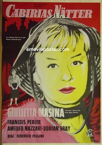 v510 NIGHTS OF CABIRIA Swedish 29x39 '57 Federico Fellini