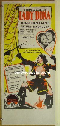 v471 FRENCHMAN'S CREEK Swedish insert movie poster '44 Joan Fontaine