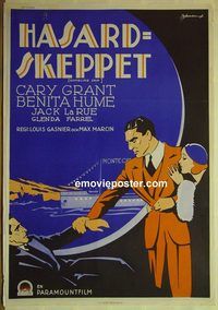 v489 GAMBLING SHIP Swedish movie poster '33 early Cary Grant