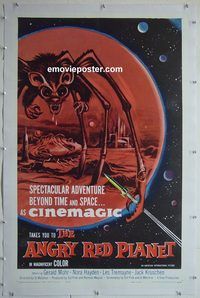 y305 ANGRY RED PLANET linen one-sheet movie poster '60 Gerald Mohr, sci-fi!
