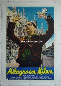 y210 MIRACLE IN MILAN linen Argentinean movie poster '51 De Sica