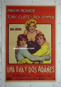 y216 SOME LIKE IT HOT linen Argentinean movie poster '59 sexy Monroe!