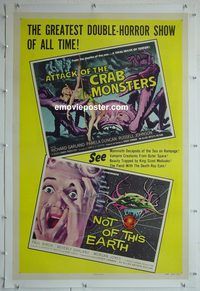 y308 ATTACK OF THE CRAB MONSTERS/NOT OF THIS EARTH linen one-sheet movie poster '57