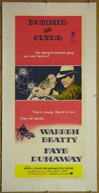 y064 BONNIE & CLYDE linen Australian daybill movie poster '67 Beatty, Dunaway